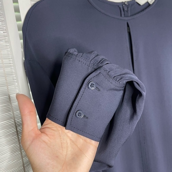 Reiss Navy Long Sleeve Keyhole Midi Dress Size 2 - Picture 4 of 10